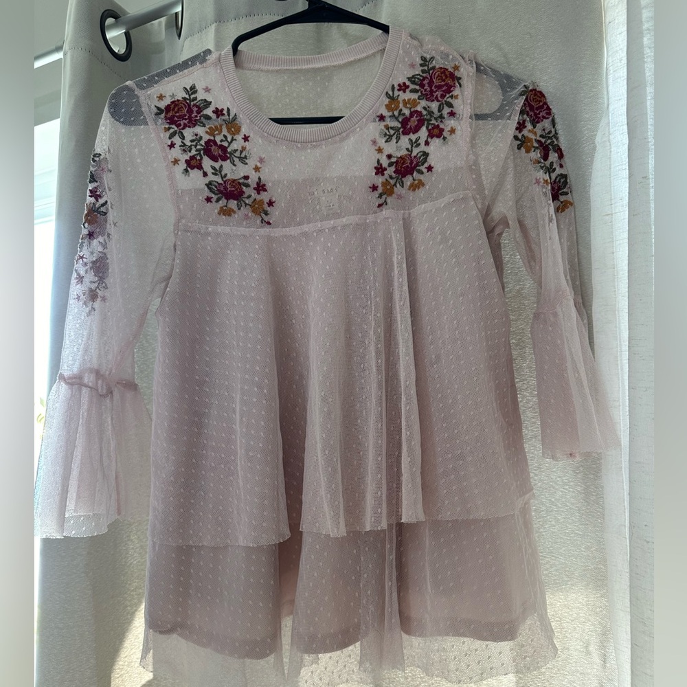 Pink floral blouse (XS)
